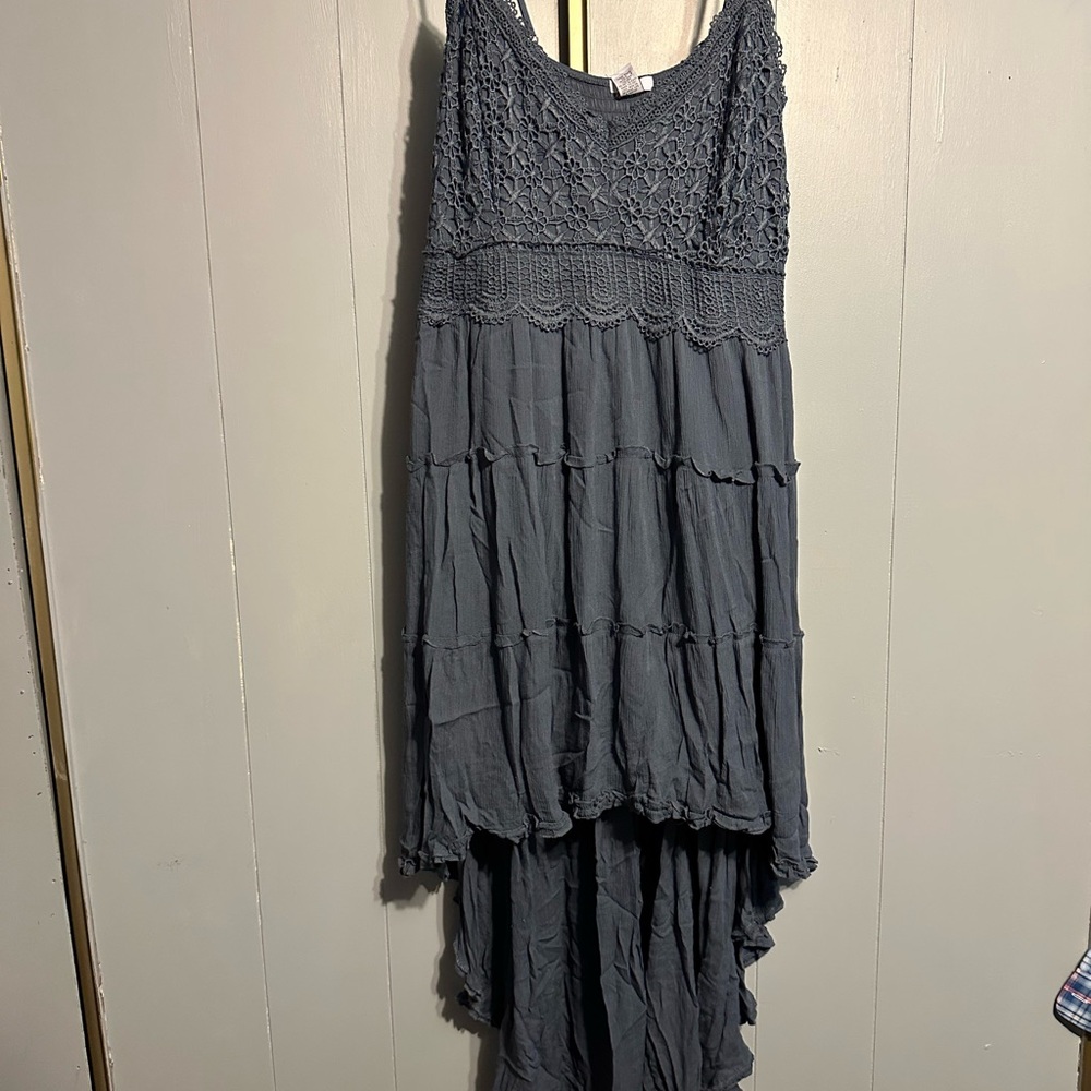 Rue21 Blue High Low Sundress with Spaghetti Straps